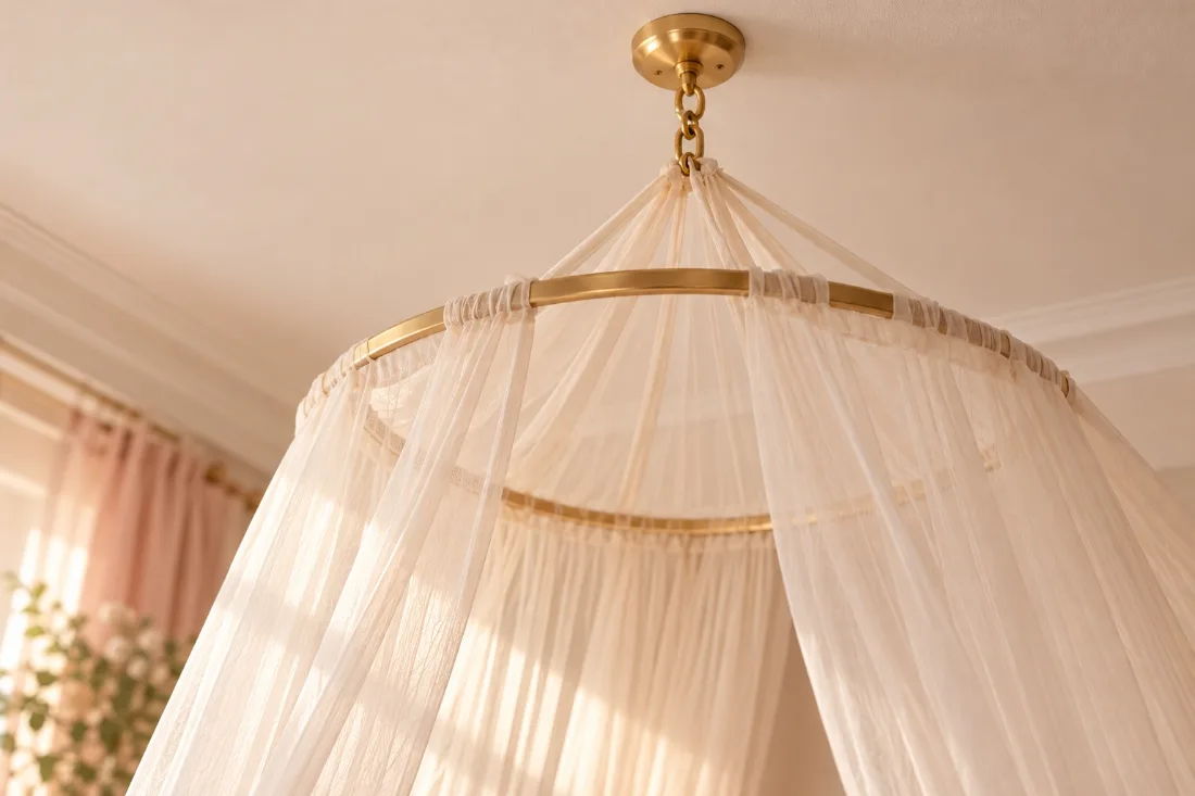 Crochet de fixation d’un ciel de lit au plafond